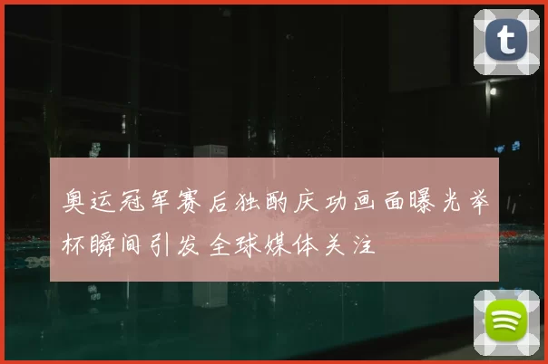 奥运冠军赛后独酌庆功画面曝光举杯瞬间引发全球媒体关注